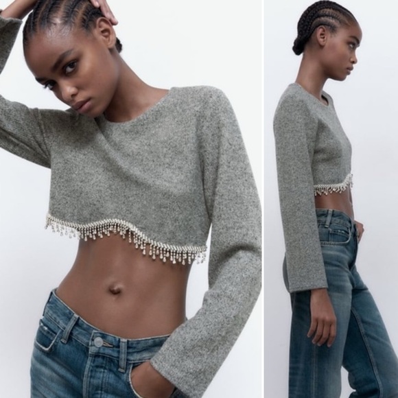 Zara Gray Marled Jewel Soft Sweatshirt - Picture 3 of 16